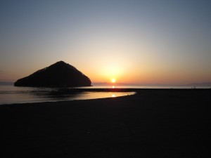 浅虫温泉 海に沈む夕日
