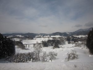 長電バス 長野駅~野沢温泉 一面の銀世界ですね