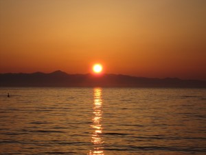 浅虫温泉 海に沈む夕日