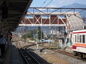 東武鉄道鬼怒川線 下今市駅 直進すると日光、右へ行くと鬼怒川温泉です