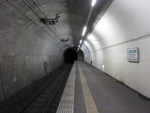 野岩鉄道 湯西川温泉駅 ホームはトンネルの中にあります