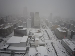 札幌テレビ塔の展望台から見た雪景色 南側