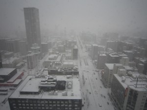 札幌テレビ塔の展望台から見た雪景色 東側