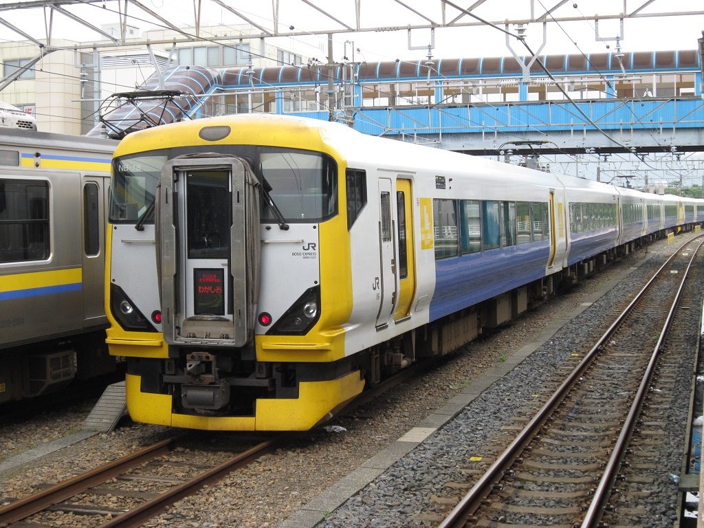 JR東日本 E257系 外房線特急わかしお 前面 安房鴨川駅にて
