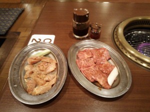 東京健康ランド まねきの湯 焼肉コーナー 上ミノと上カルビ