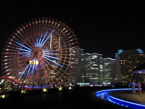 大観覧車とみなとみらい21地区の夜景 横浜みなとみらい万葉倶楽部にて