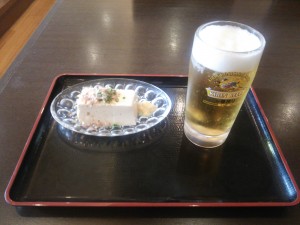 湯上りセットB ビールと冷や奴 ふじやま温泉にて