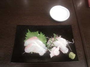 本日の白身魚のお刺身 今日はヒラメでした 天然温泉平和島にて