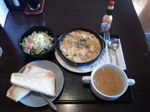 魚のランチ シーフードグラタン 東京荻窪天然温泉 なごみの湯にて