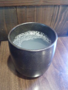 そば焼酎 そば湯割り 前野原温泉 さやの湯処にて