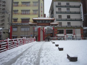 長崎新地中華街 入り口 この日は大雪でした