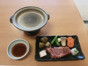 牛肉の陶板焼き 豊島園 庭の湯にて