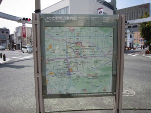 いわき駅周辺案内図 町の中心が駅から南側であることが分かります
