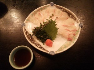 鯛の薄造り 湯宴ランド小岩にて