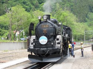 C6120 蒸気機関車 SLみなかみ号 前面 水上駅 SL広場にて