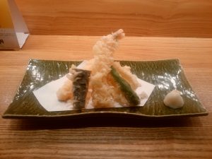 海老と夏野菜の天ぷら盛り合わせ 両国湯屋 江戸遊にて