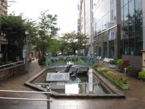 はりまや橋 近くにあるはりまや橋公園 ここに申し訳程度ですが川が流れています