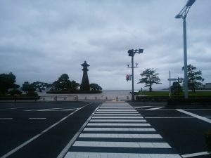 松江駅前から宍道湖大橋に到着 ここから宍道湖がきれいに見えます