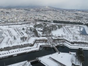 五稜郭公園 五稜郭タワー 展望台からの景色 五稜郭公園を撮影