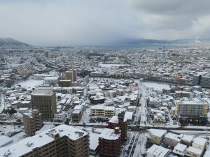 五稜郭公園 五稜郭タワー 展望台からの景色 函館駅方向を撮影
