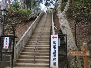 高尾山薬王院 高尾山頂方面の石段 この先に奥の院があります