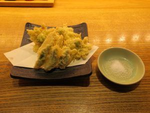 たらの芽とふきのとうの天ぷら 両国湯屋 江戸遊にて