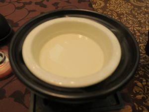 上諏訪温泉 ホテル鷺の湯 豆乳を温めてお豆腐にしていただきます