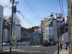 いわき湯本温泉 温泉街の中心部 温泉旅館が数多く並びます