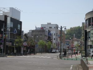 石巻駅から石巻駅前交差点方向を見る