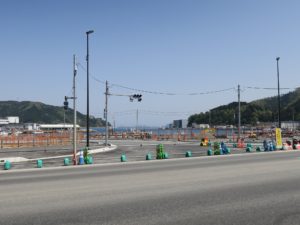 女川町内 海へとつながるはずの道 工事中でした