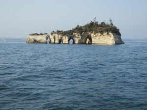 鐘島 松島湾の外の島は、茶色い部分が多いみたいです