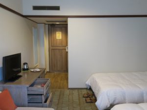草津温泉 ホテルヴィレッジ タワー棟ツイン 窓から玄関方向を撮影