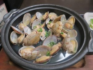 あさりの酒蒸し 天然温泉 平和島にて
