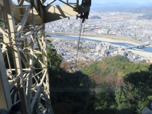 岐阜 金華山ロープウェー 山頂駅から山麓駅方向を見る