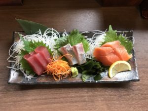 お造り3種盛り つくば温泉 喜楽里 別邸にて