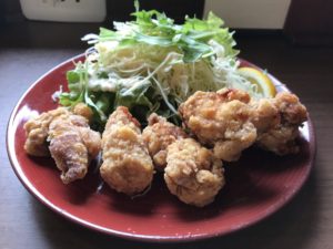 鶏のから揚げ つくば温泉 喜楽里 別邸にて