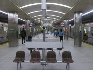 大阪メトロ四つ橋線 西梅田駅 1番線・2番線 なんば・大国町・住江公園方面に行く列車が発着します