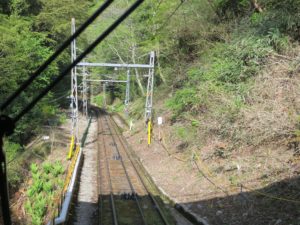 高野山ケーブルカー 高野山駅を出発したところの前面