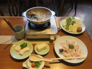 大阪 道頓堀 づぼらや てっちり フグの白子を付けました
