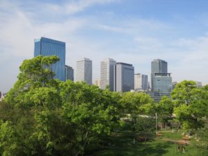 大阪城公園 大阪ビジネスパークの高層ビル群 大阪城天守閣付近から撮影