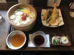 天ぷらと夏の彩りそうめん つくば温泉 喜楽里 別邸にて