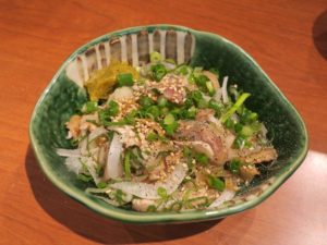 知覧鳥のたたき刺し 熊谷天然温泉 花湯スパリゾートにて