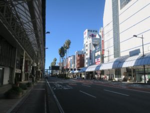 宮崎市 橘通り アーケード街 橘通り3丁目交差点から南側を撮影