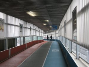 成田空港 第2旅客ターミナルと第3旅客ターミナルとの間の通路 各ターミナルへの距離が書いてあります