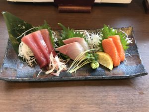 お刺身三点盛 つくば温泉 喜楽里別邸にて