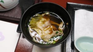宇奈月温泉 延対寺荘 夕食 昆布豚肉うどん