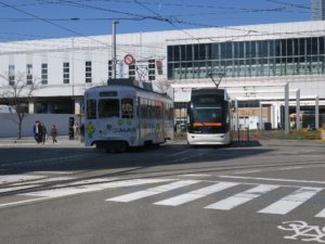 富山地方鉄道 TLR600形 7000型 富山駅前にて撮影