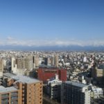 富山市役所 展望塔 立山連峰を撮影