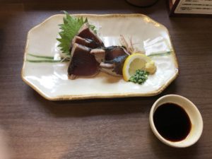 鰹のたたき つくば温泉 喜楽里別邸にて