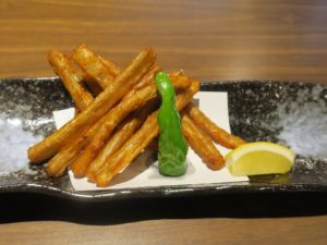 ごぼうのスティック揚げ 湯けむり天然秘湯 龍泉の湯にて